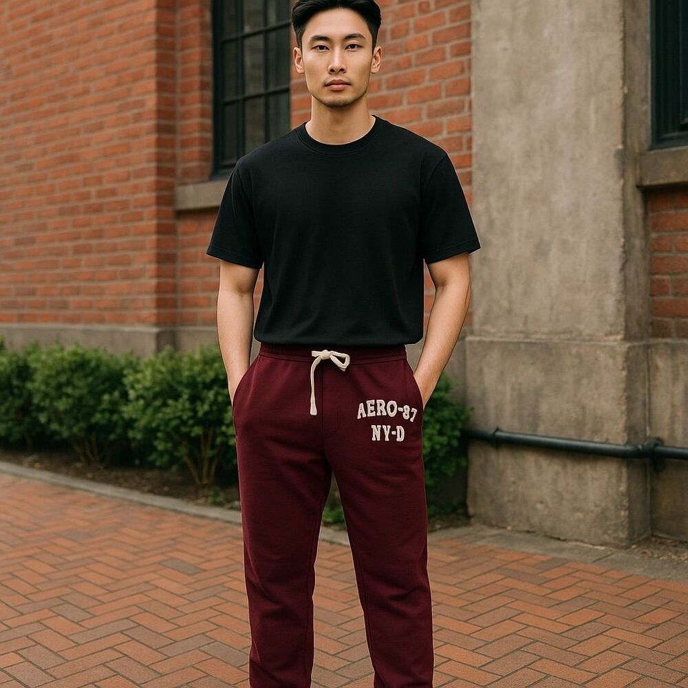 Aéropostale‎ Aero 87 NY-CA Maroon Jogger Sweatpants Unisex Size S